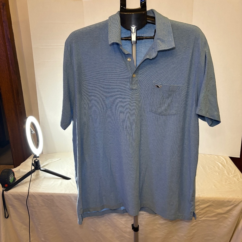 Vineyard Vines Edgartown Polo Shirt Mens XL Blue Striped Cotton Golf Tennis
